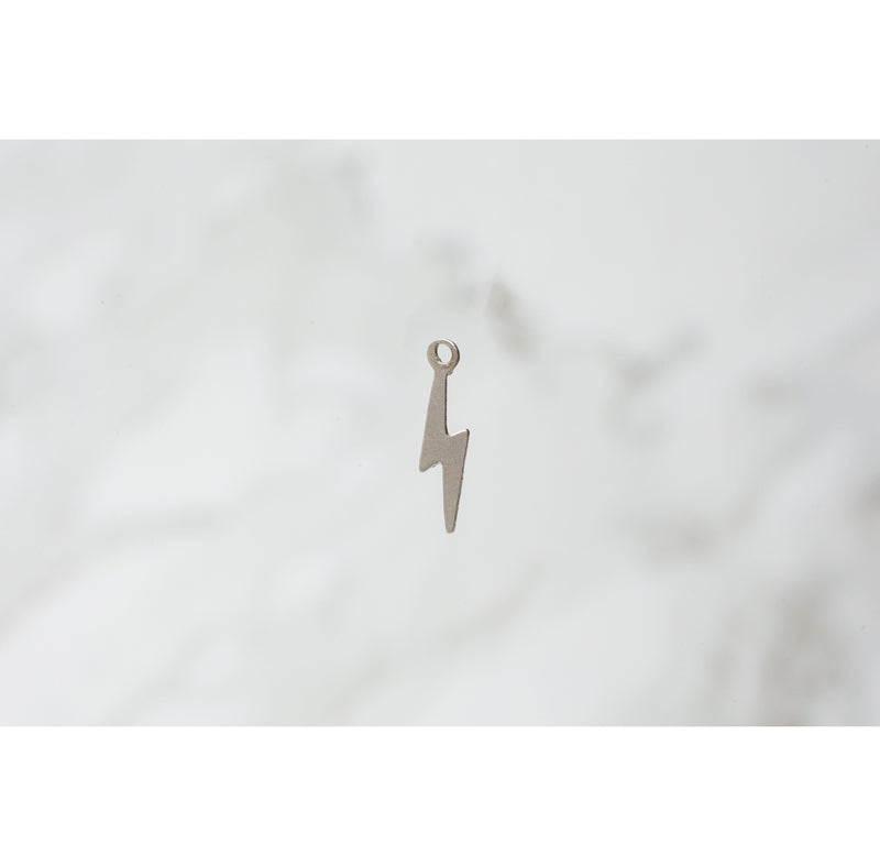 Load image into Gallery viewer, Lightning Bolt Charm - White 14K Gold
