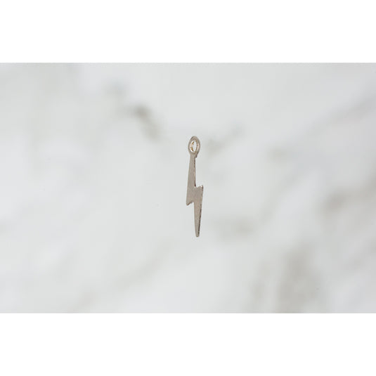 Lightning Bolt Charm - White 14K Gold