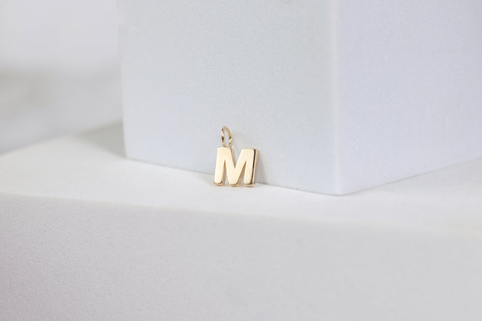 Yellow Gold  Letter H  charm  14k Gold