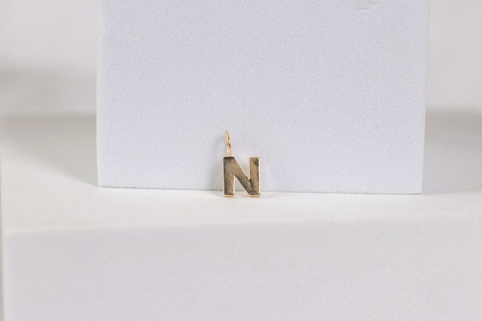 Yellow Gold  Letter H  charm  14k Gold