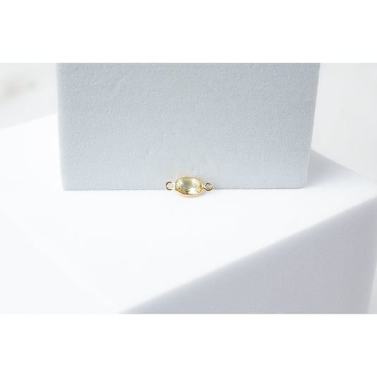 Oval Lemon Quartz Gemstone Charm- 14K Gold