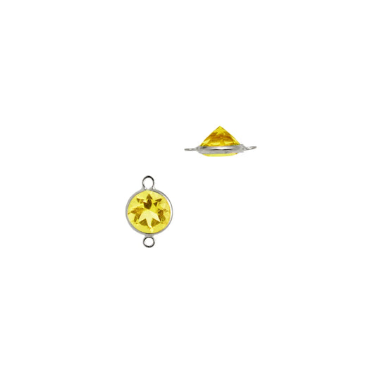 Lemon Quartz Gemstone Charm- 14K Gold (White)