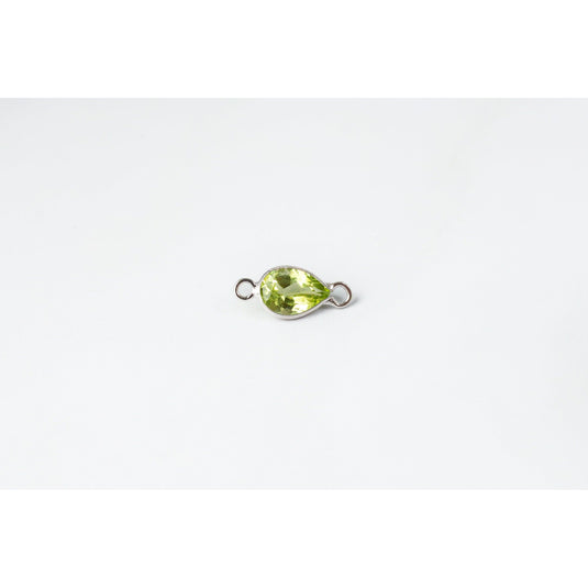 Pear Peridot Charm- 14K White Gold